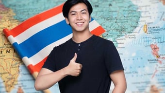 Teen boy from thailand with thai map and flag in the background