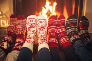 socks in front of fireplace